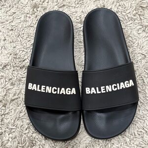Balenciaga Black and White Pool Slides